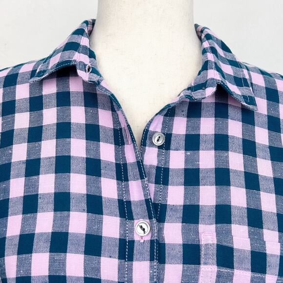 J. Crew Blue Gingham 100% Cotton Popover Shirt - Picture 4 of 10